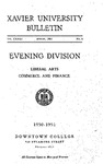 1950-1951 Xavier University Evening Division Bulletin Liberal Arts, Commerce and Finance Course Catalog