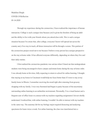 college essay examples about covid